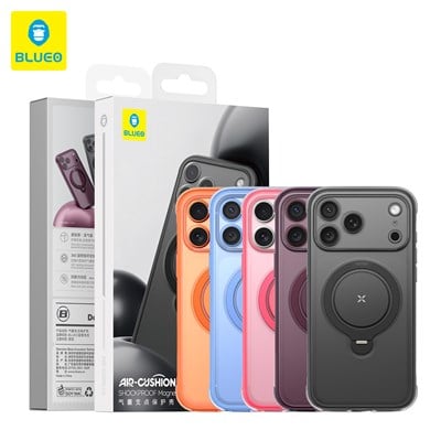 BLUEO Blueo iPhone 17 Pro Max / 18 Pro Max Uyumlu Air-Cushion Shockproof Magnetic Stand Case