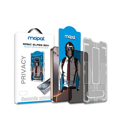 MOPAL iPhone 17 Uyumlu Pratik Uygulama Aparatlı Hayalet Cam Ekran Koruyucu Privacy Magic Glass