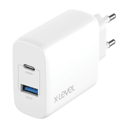 X-LEVEL X-LEVEL XC4035 X-CHARGER ULTRABOOST 65W GAN 2PORT PD ŞARJ ADAPTÖR BEYAZ