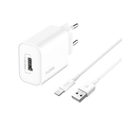 X-LEVELXC4001L 12W 2.4A Hızlı USB-A to Lightning Kablolu Şarj Aleti Adaptörü
