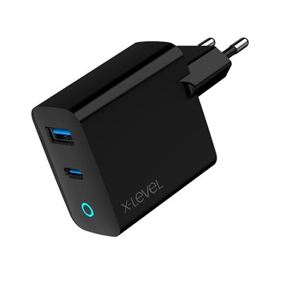 X-LEVELXC4043 65W 3A GaN QC 3.0 PD Fast Hızlı USB-C / TYPE-C USB-A Çift Çıkışlı Şarj Aleti Adaptörü