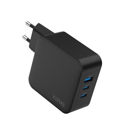 X-LEVELXC4044 100W 5A GaN QC 3.0 PD Fast Hızlı Çift USB-C / TYPE-C USB-A 3 Çıkışlı Şarj Aleti Adaptörü