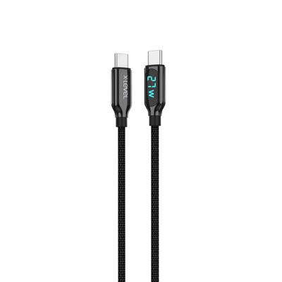 X-LEVELXCC8405 27W 3.3A QC 3.0 PD Fast Hızlı USB-C / TYPE-C to Lightning Led Gösterge Ekranlı Data Şarj Kablosu