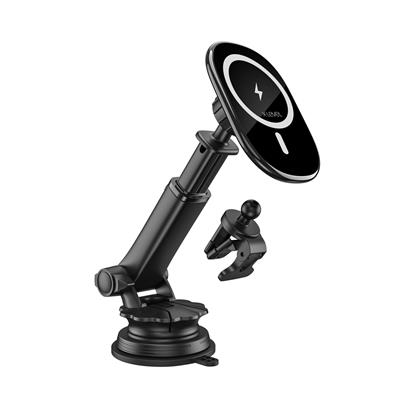 X-LEVELXCH2110 MagSafe Uyumlu Kablosuz Wireless Konsol Havalandırma Tipi Vantuzlu Kıskaçlı 2 in 1 Araç içi Telefon Tutucu Şarj Aleti