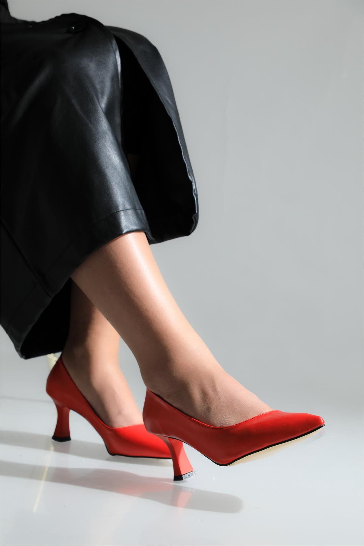 Alçak Topuk Kadeh Ökçeli Kırmızı Kadın Ayakkabı ALYA Kadın Stiletto Carla Bella My Bella Alya 22K