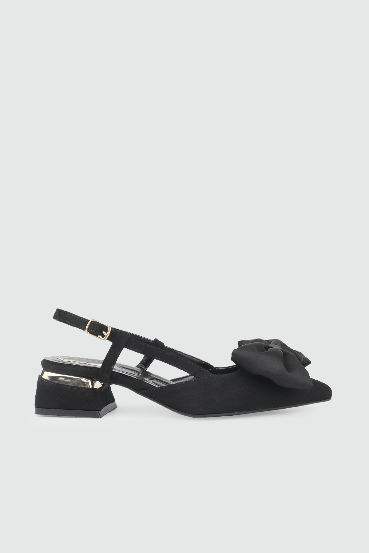 Burgu Taşlı Kadeh Ökçeli Siyah Saten Kadın Ayakkabı SP-1881 Kadın Yüksek Topuklu MyBella My Bella 26Y SP-3648