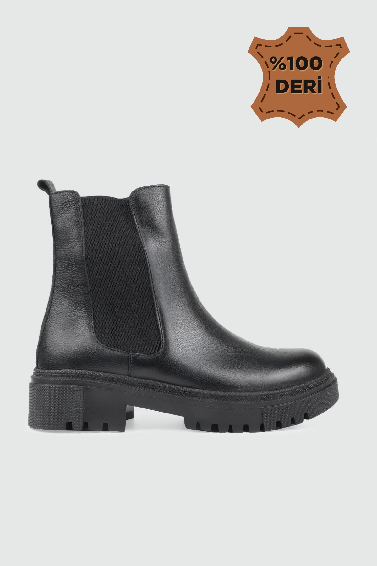 Deri Kaydırmaz Kalın Taban Siyah King Çift Taraflı Lastikli Günlük Kadın Bot MY BELLA 024-07 Kadın Günlük Conford Bot MyBella MY BELLA 024-07 Kadın 25K