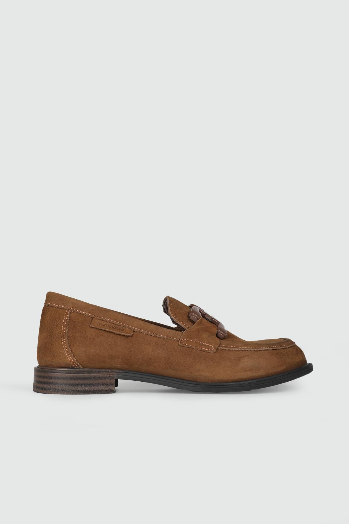 Deri Topuklu Ortopedik Fındık Nubuk Kadın Loafer 3420 Kadın Oxford (Günlük) Mammamia MAMMAMİA 3420 KADIN 24K