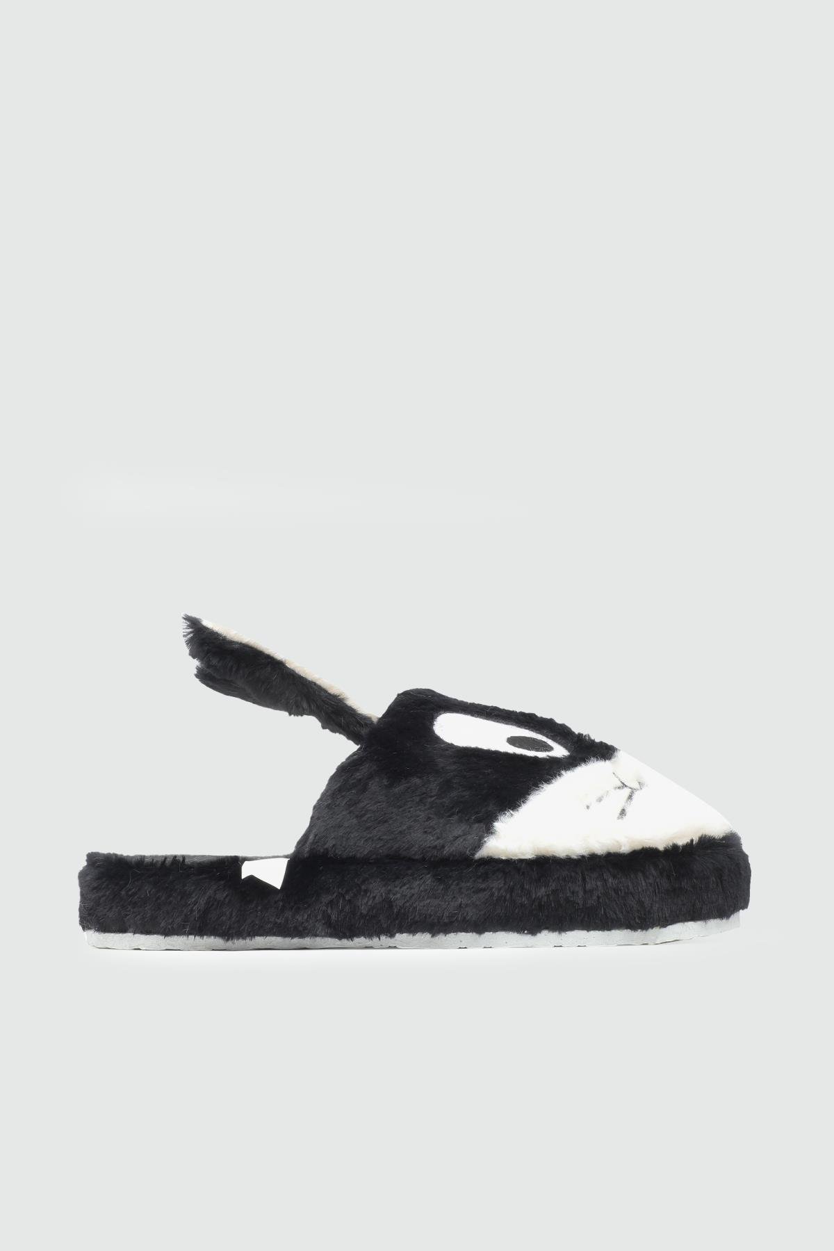 Ev İçi Rahat Tüylü Beyaz Siyah Kadın Terlik Z-2 Kadın Kışlık Ev Terliği Carla Bella My Bella Bugs Bunny 25K