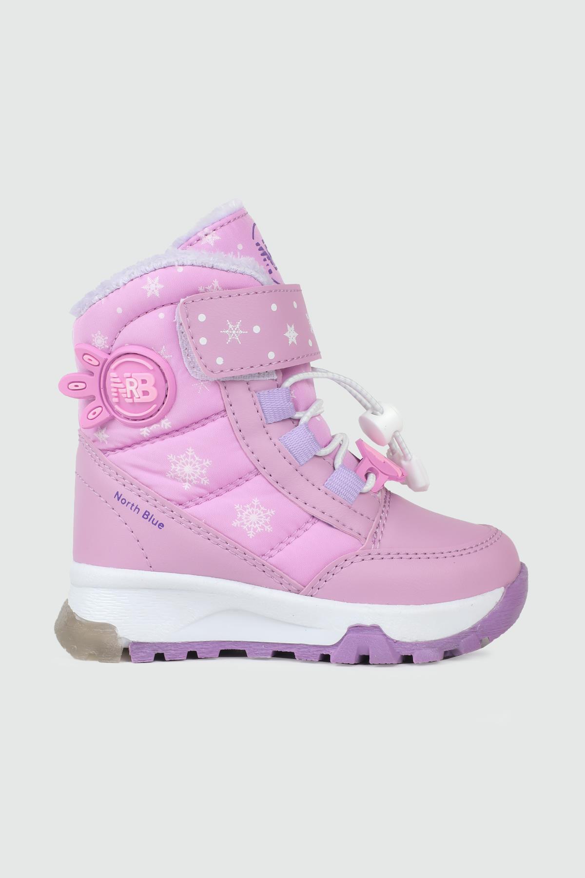 Günlük Rahat Bağcıklı Lila Cırtlı  Işıklı Bebe Karbotu NORTH BLUE 016 Çocuk Yağmur ve Kar Botu North Blue NORTH BLUE 016 BEBE 25K