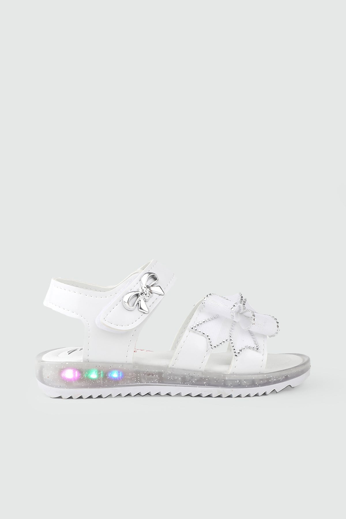 Günlük Rahat Beyaz Işıklı Kurdele Detaylı Kız Çocuk Ayakkabı Minimoccs 104 PATİK Çocuk Sandalet Minimoccs Grosstar 1104 Patik 26Y