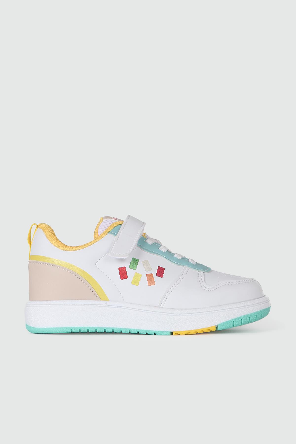 Günlük Rahat Cırtlı Bağcıklı Beyaz Turkuaz FUTBOL HARİBO 02 Çocuk Günlük Spor Ayakkabı Cool HARİBO 02 KISA FLT 24Y