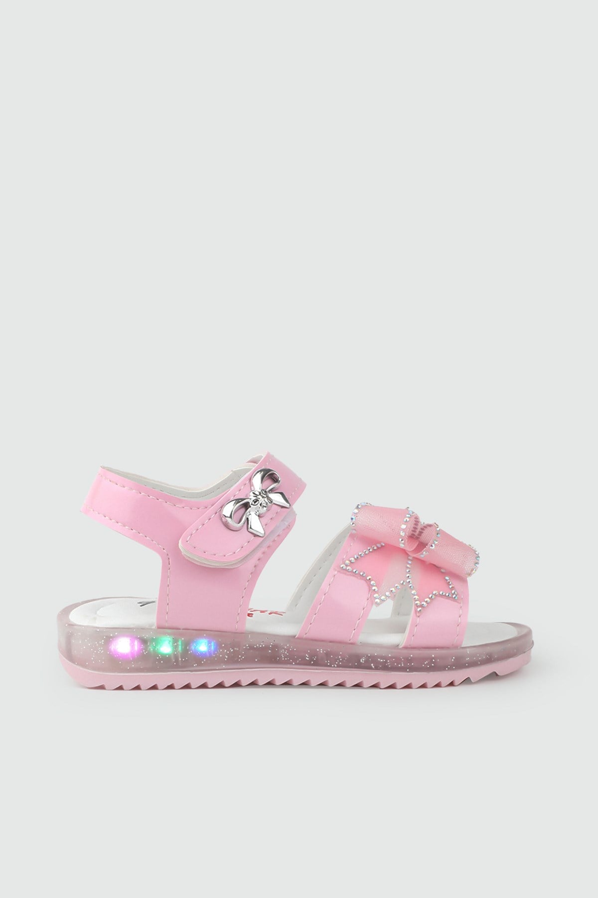 Günlük Rahat Pembe Işıklı Kurdele Detaylı Kız Çocuk Ayakkabı Minimoccs 104 PATİK Çocuk Sandalet Minimoccs Grosstar 1104 Patik 26Y