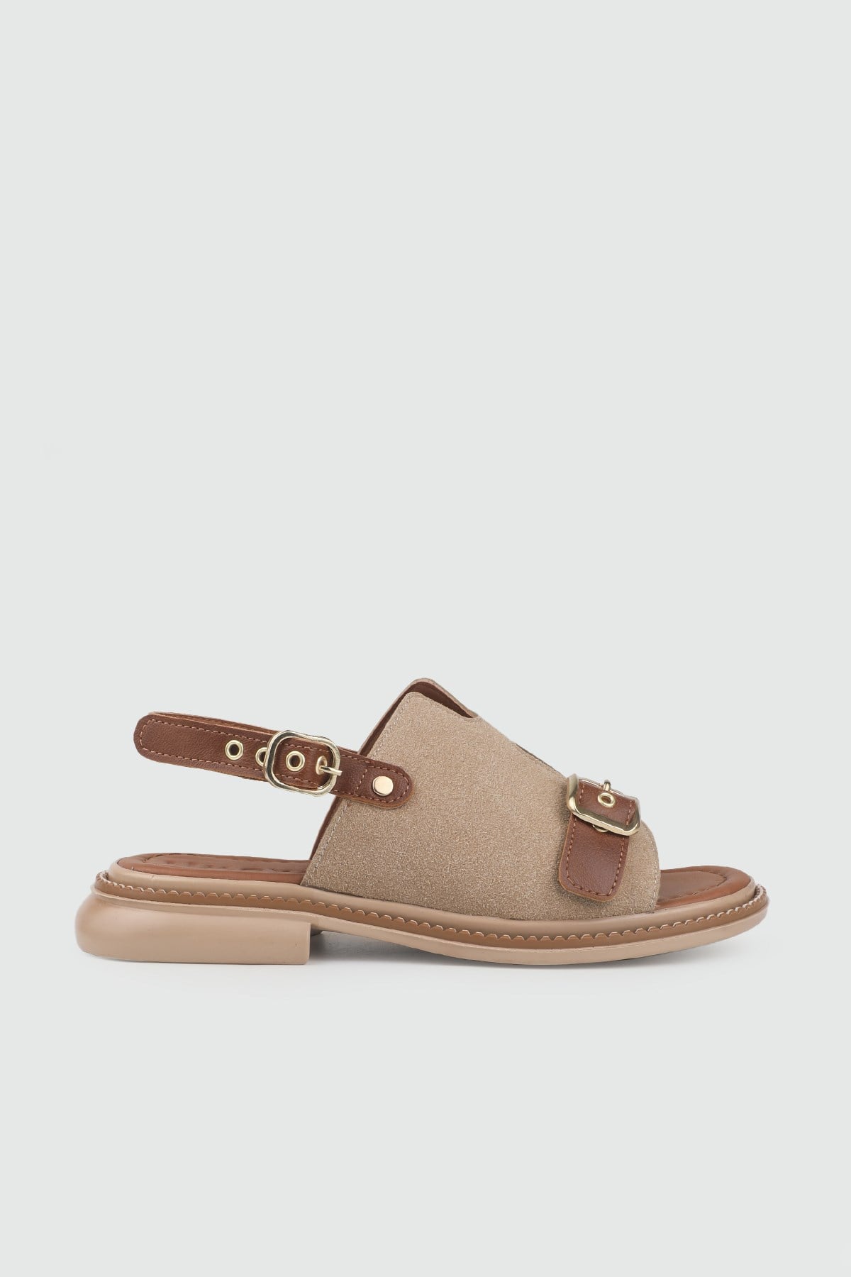 Günlük Sandalet Bej Süet Sandalet MY BELLA LZZ-610 Kadın düz Sandalet MY BELLA LZZ-610 My Bella LZZ-610 26Y Sandalet