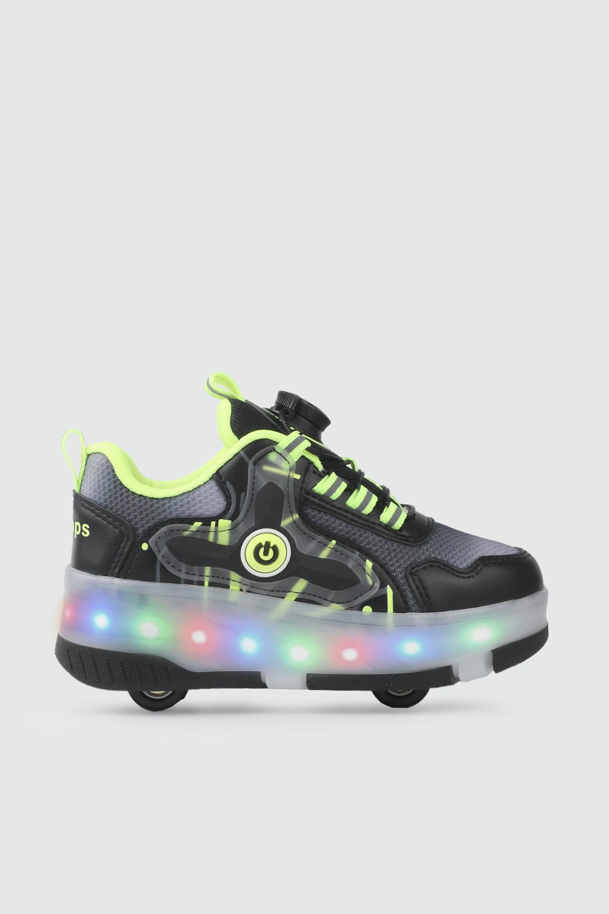 Işıklı Akıllı Bağcıklı Çocuk Paten Siyah Sarı Çocuk Paten NDROPS 034 Unisex Günlük Spor Ayakkabı NDROPS NDROPS 034 Çocuk 26Y
