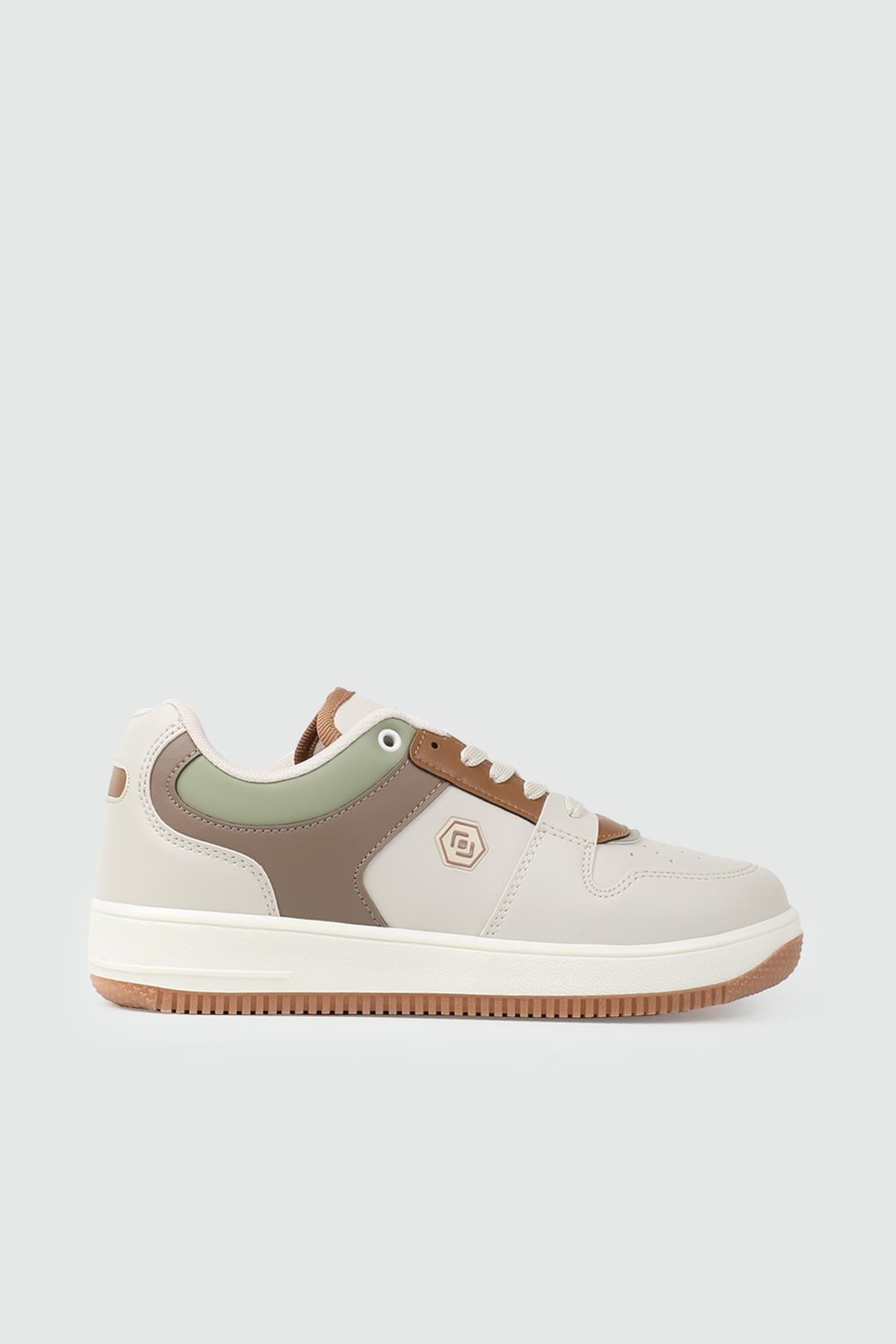 Nefes Alır Fileli Bağcıklı Kum Vizon Yeşil Kadın Spor Ayakkabı 2100 Kadın Sneaker Lambırlent LAMBIRLENT 2100 ZEN SPOR