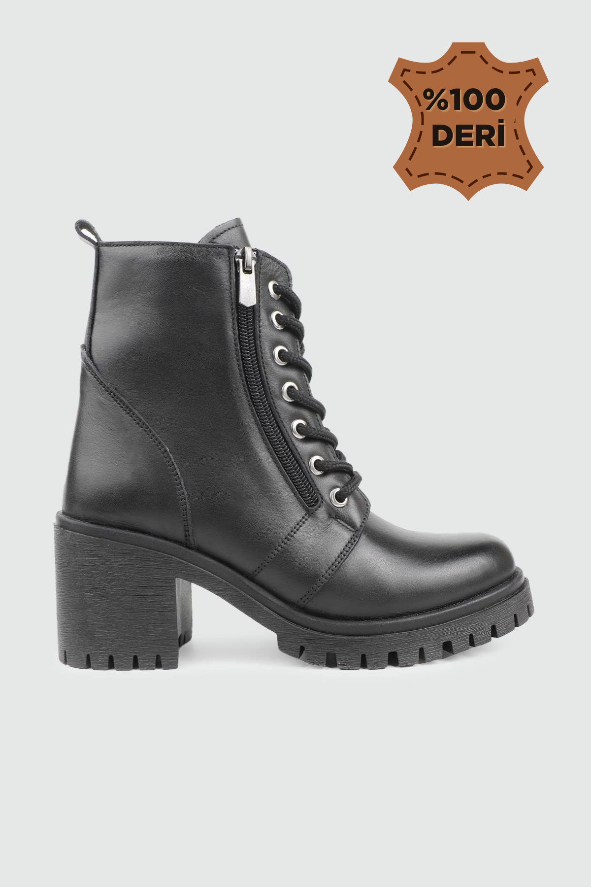 Ön Fermuar Kadın Deri Bot Siyah Napa Yüksek Topuklu Günlük Kadın Bot MY BELLA 2033-026 Kadın Günlük Conford Bot MyBella MY BELLA 2033-026 Kadın 25K