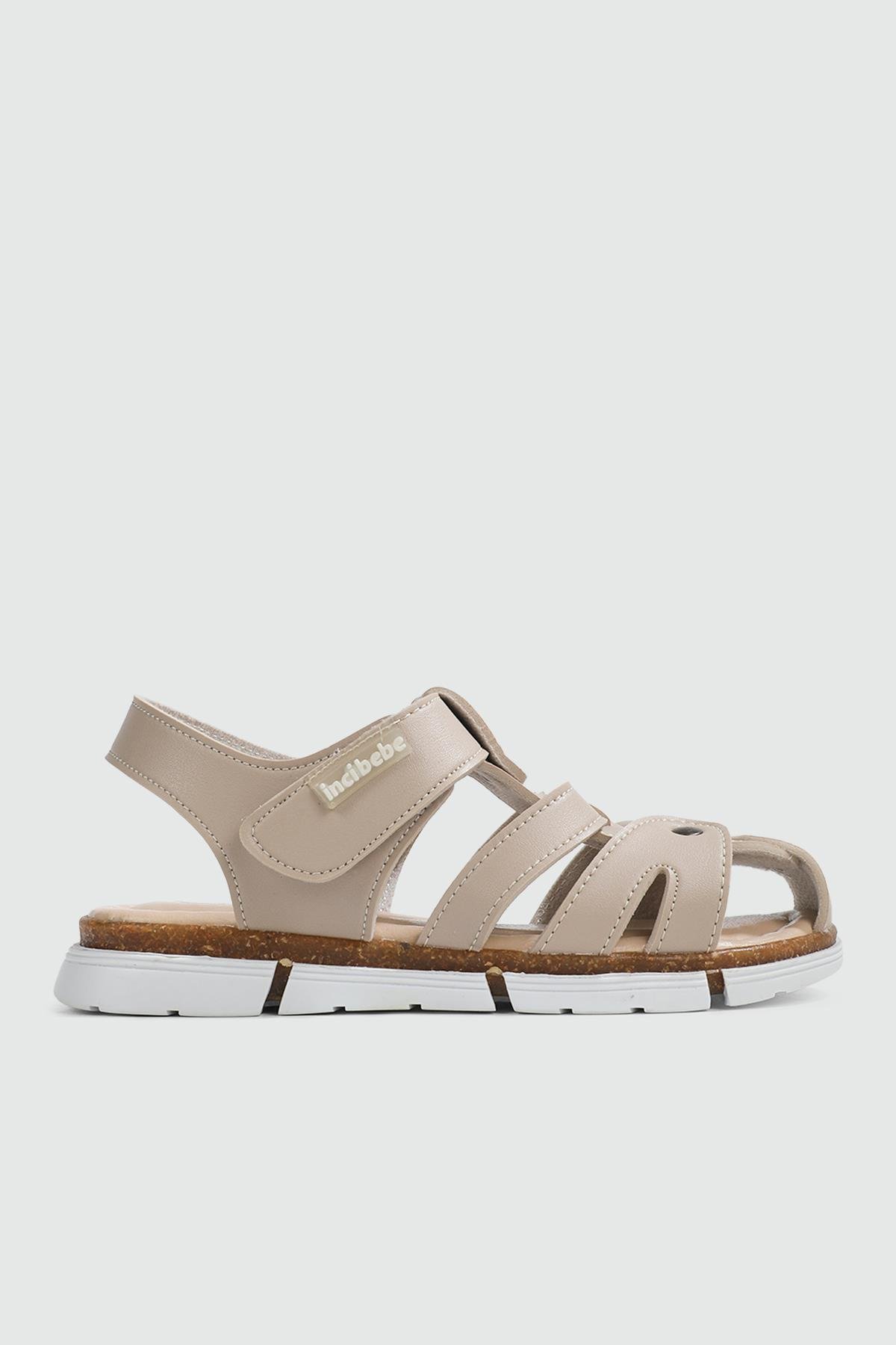 Rahat Taban Düz Bej Çocuk Sandalet 606 Çocuk Sandalet Yıldız YILDIZ BEBE 607 23y