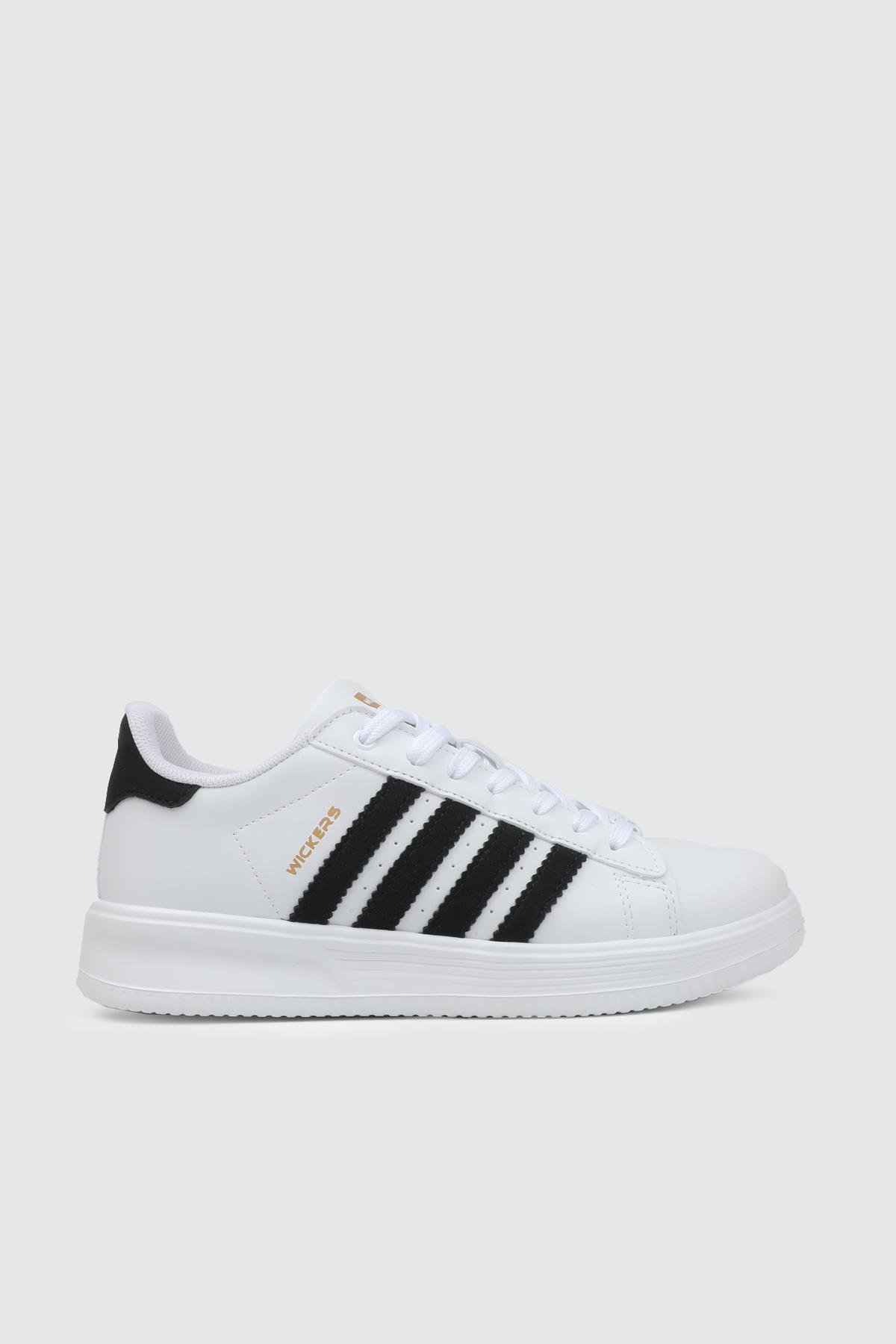 Sneakers Beyaz Siyah Unisex Spor Ayakkabı 2555 Unisex Günlük Spor Ayakkabı Wickers WİCKERS 25k 2555 UNİSEX