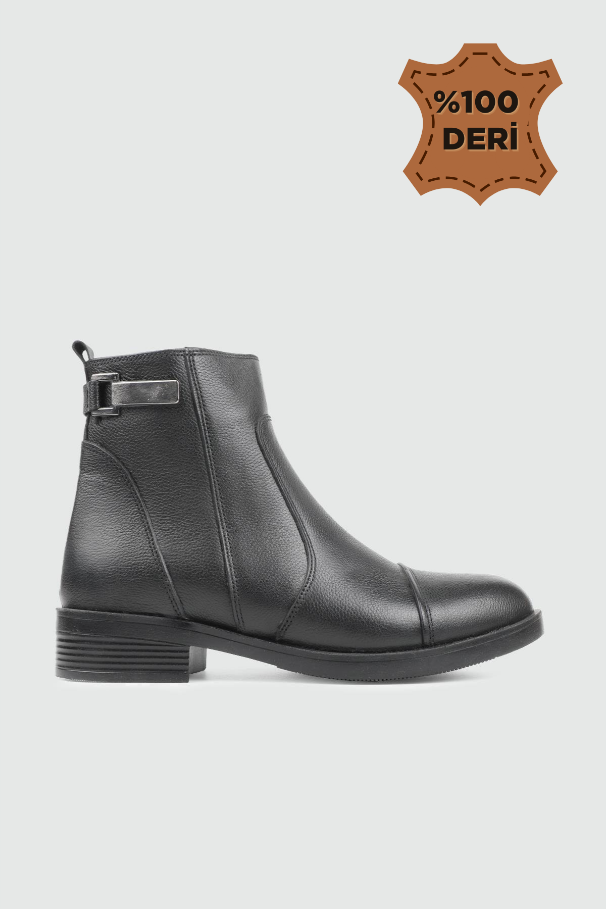 Tokalı Maskeretli Kadın Deri Siyah King Günlük Fermuarlı Confort Bot MY BELLA 24K 025-014 Kadın Günlük Conford Bot MyBella MY BELLA 24K 025-014 KADIN 24K