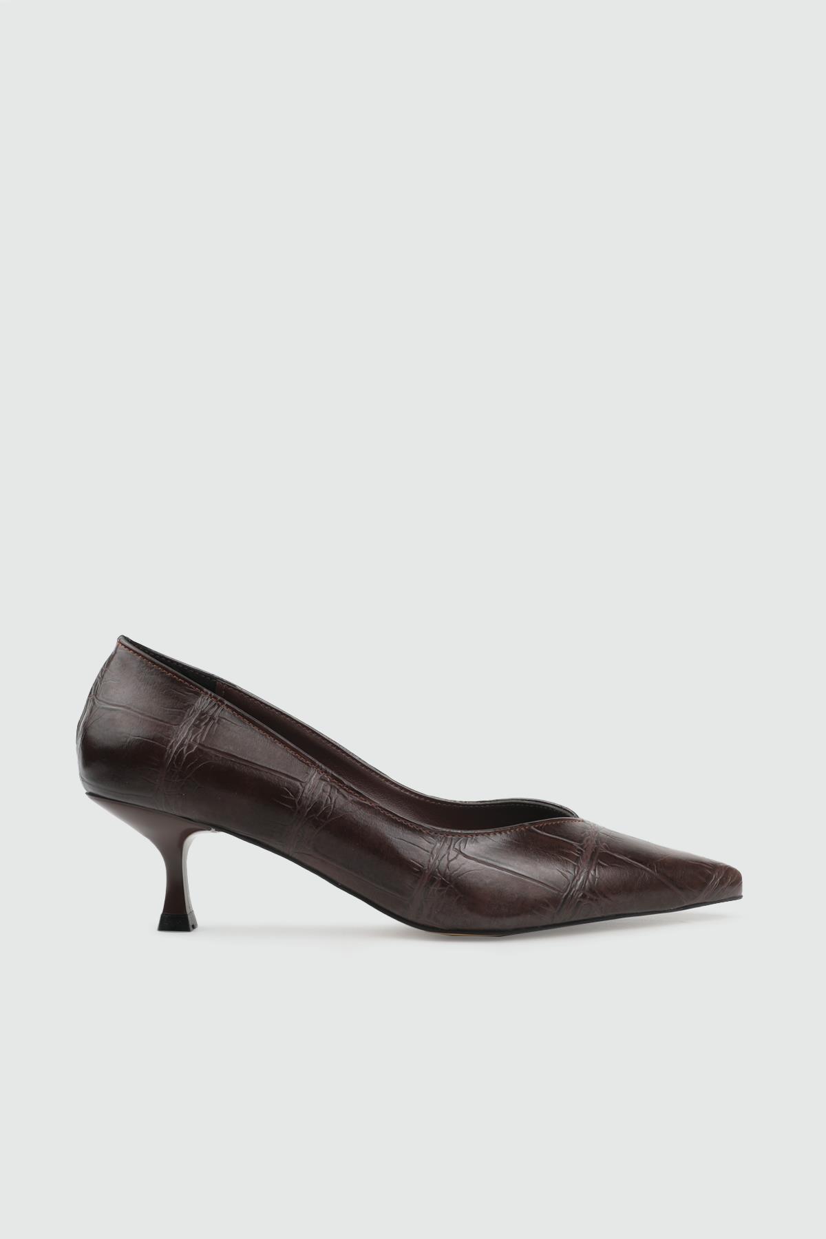 Tokalı Topuklu Kahve Kroka Kadın Ayakkabı EM-4142 Kadın Yüksek Topuklu MyBella MYBELLA EM-601 Kadın 26Y