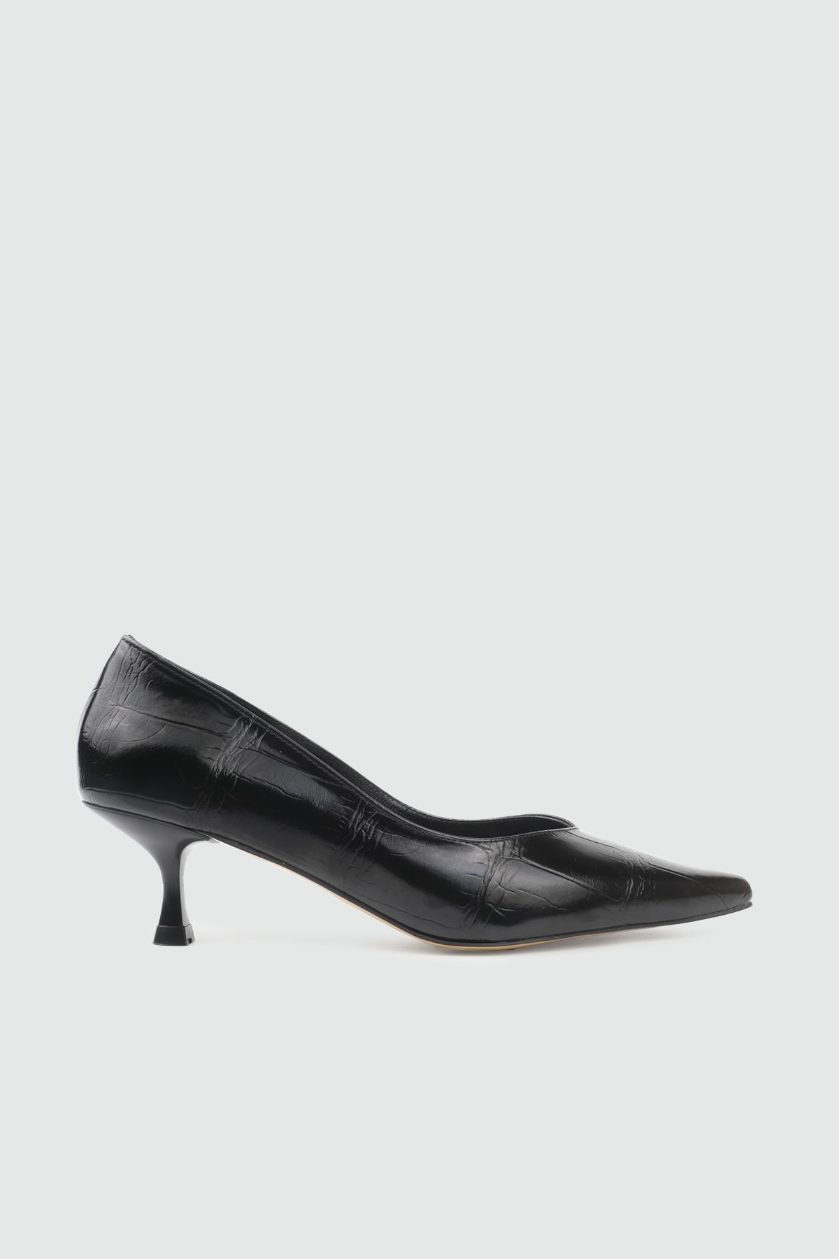 Tokalı Topuklu Siyah Kroka Kadın Ayakkabı EM-4142 Kadın Yüksek Topuklu MyBella MYBELLA EM-601 Kadın 26Y