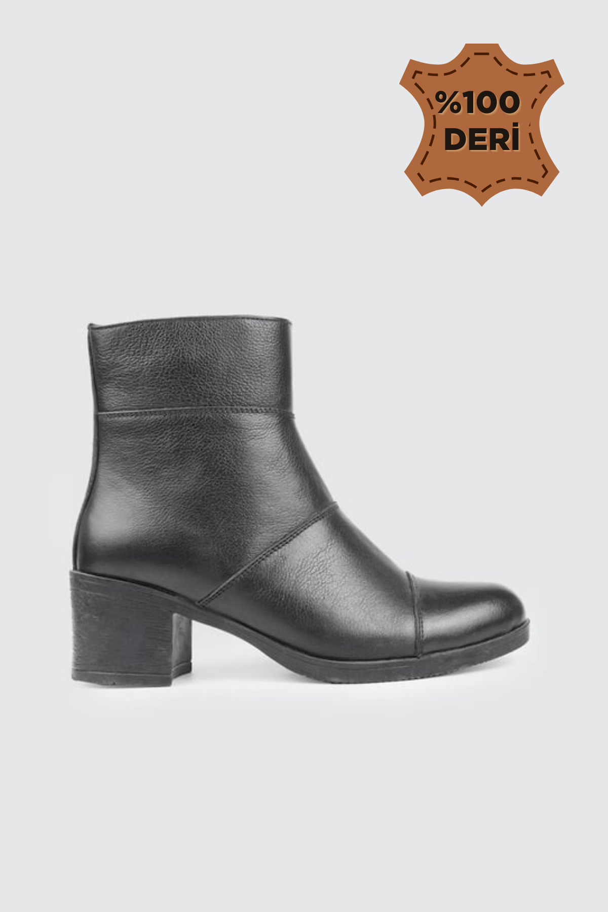 Yüksek Topuklu Kaydırmaz Günlük Confort Siyah King Deri Çizgi Detaylı Kadın Deri Bot MYBL024-11 Kadın Günlük Conford Bot MyBella MY BELLA 027-017 Kadın 25K