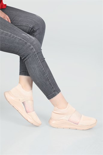 Çorap Model Triko Tül Detaylı Sneakers Pudra Kadın Ayakkabı OPPACY Kadın Günlük Spor Ayakkabı Beınsteps Beinsteps 602 Oppacy 22y
