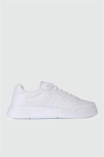 Günlük Bağcıklı Beyaz Kadın Spor Ayakkabı 158 Kadın Günlük Spor Ayakkabı Dark Step DARKSTEP 158 ZEN CİLT SPOR