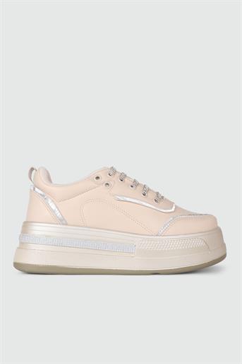 Yüksek Tabanlı Rahat Cilt Bej Kadın Spor Ayakkabı 319 Kadın Günlük Spor Ayakkabı FLET FLET 319 KADIN 24K