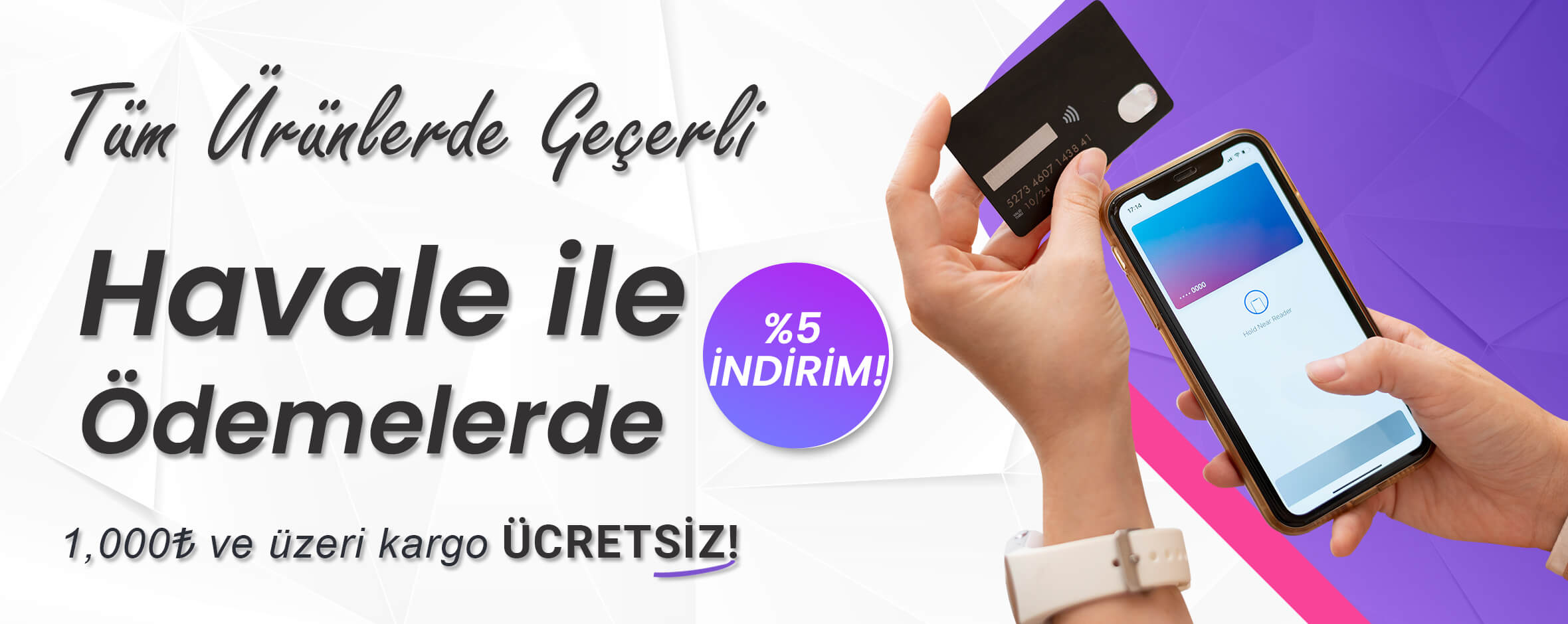 Havale ile ödemelerde %5 İndirim!