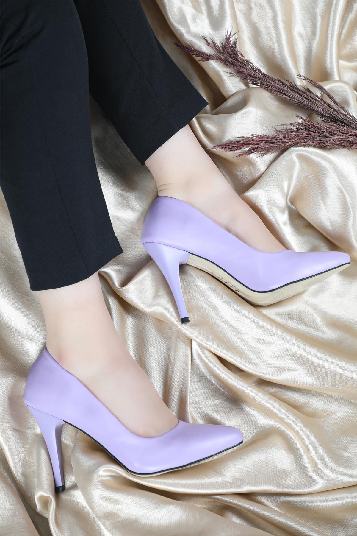 11 Cm Topuklu Stiletto Lila Kadın Ayakkabı Sitare 09 Kadın Yüksek Topuklu Carla Bella C BELLA SR-09-1 Kadın Stiletto
