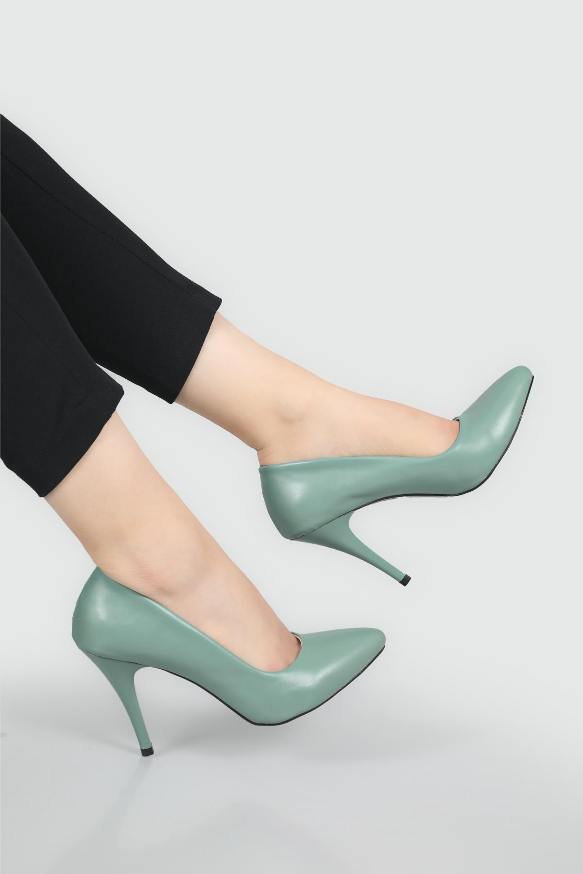 11 Cm Topuklu Stiletto Mint Yeşil Kadın Ayakkabı Sitare 09 Kadın Yüksek Topuklu Carla Bella C BELLA SR-09-1 Kadın Stiletto
