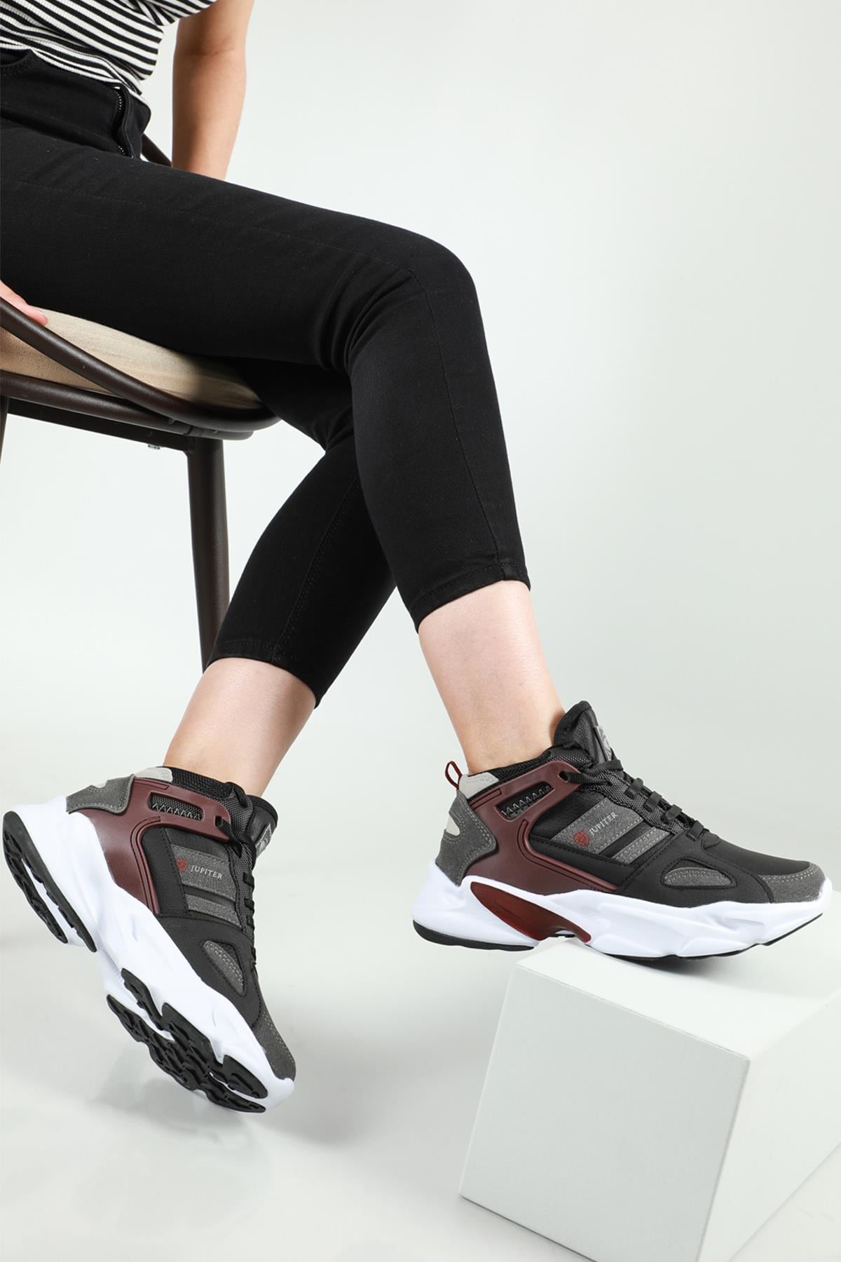 Air Basket Siyah Bordo Unisex Spor Ayakkabı 212-1401 Unisex Günlük Spor Ayakkabı M.P M.P 212-1401 UNİSEX BASKET