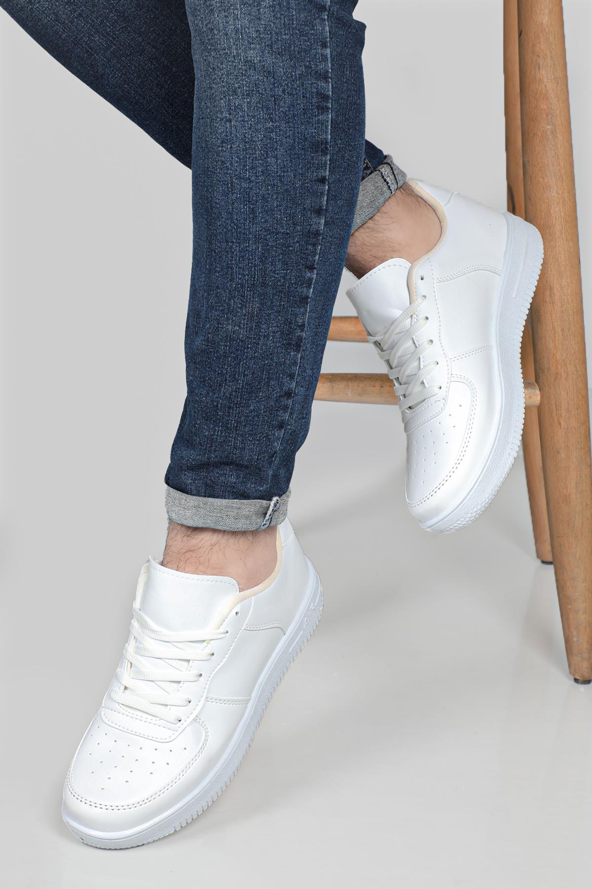 Air Taban Rahat Nefes Alır Beyaz Beyaz Erkek Spor Ayakkabı AIR v2 Erkek Sneaker Beınsteps Beinsteps AIR V2 MER SPOR