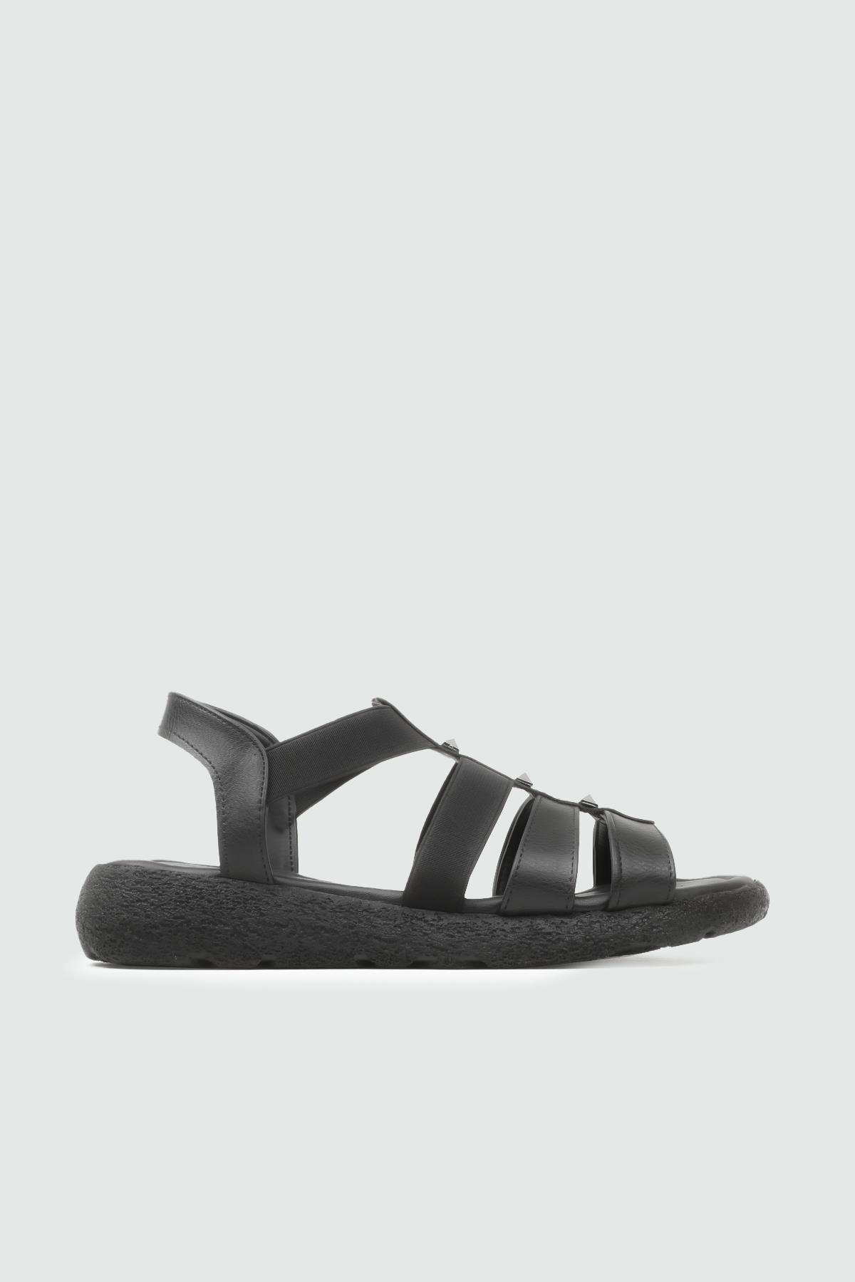 Alçak Kalın Topuklu Siyah Kadın Ayakkabı MŞ-941 Kadın düz Sandalet MyBella My Bella 25Y MŞ-941