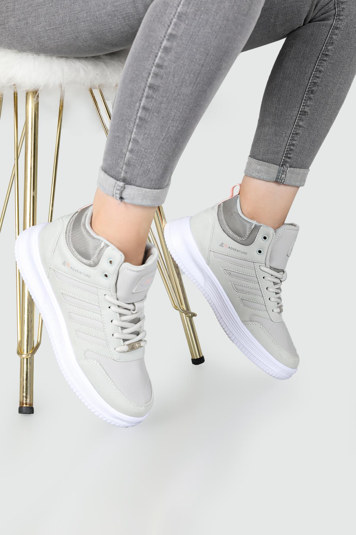 Bilekten Boğazlı Basket Gri Unisex Spor Ayakkabı 222-2689 Unisex Günlük Spor Ayakkabı M.P M.P 222-2689 UNİSEX SPOR 22K
