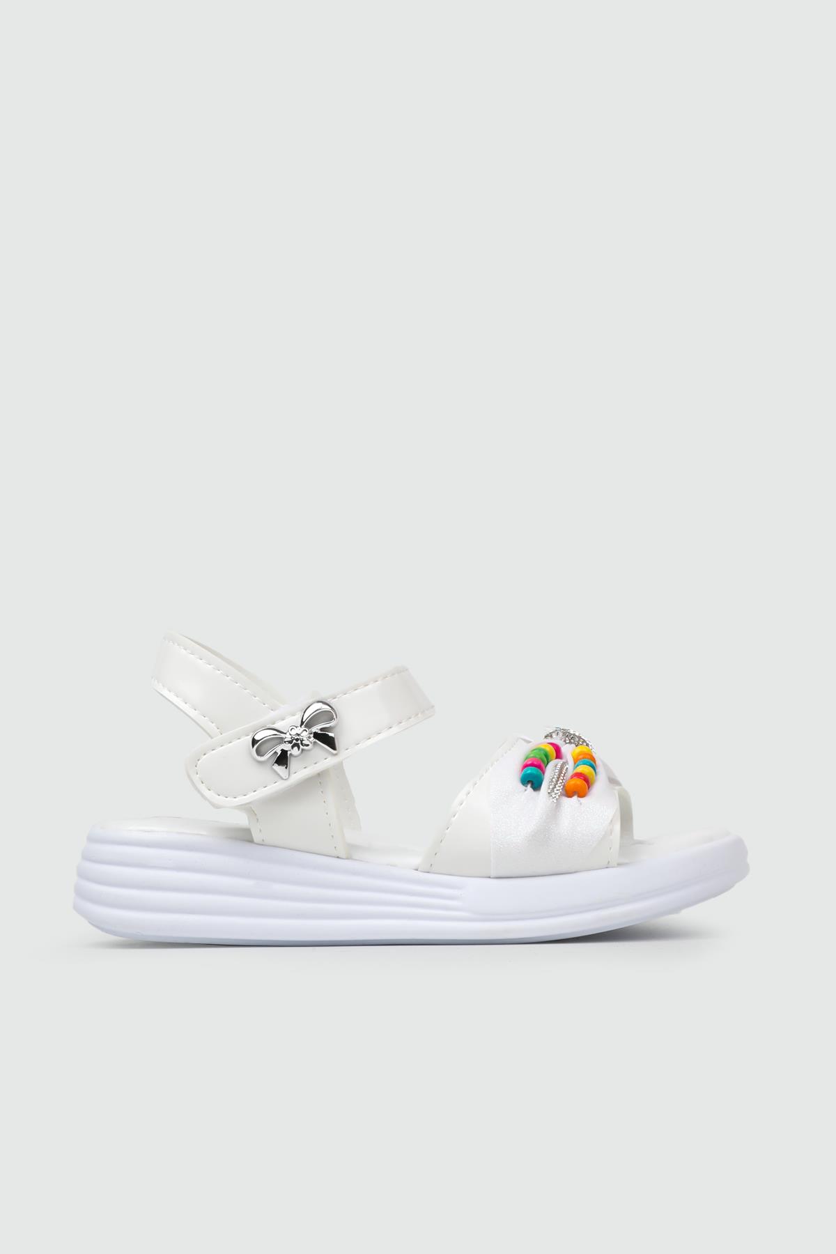 boncuklu sandalet Beyaz Çocuk Sandalet 25Y-8307 Çocuk Sandalet Vicco Butiqe 25Y-8307 FİLET