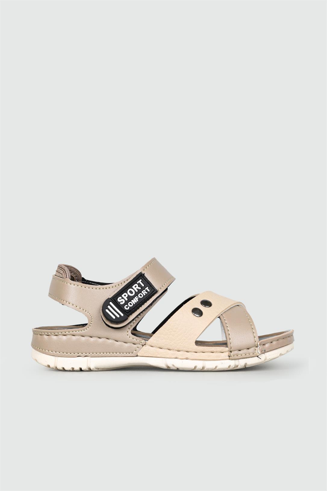 Çapraz Bantlı Cırtlı Vizon Çocuk Sandalet 5120 Çocuk Sandalet Beınsteps Beinsteps 5120 Bebe 22Y