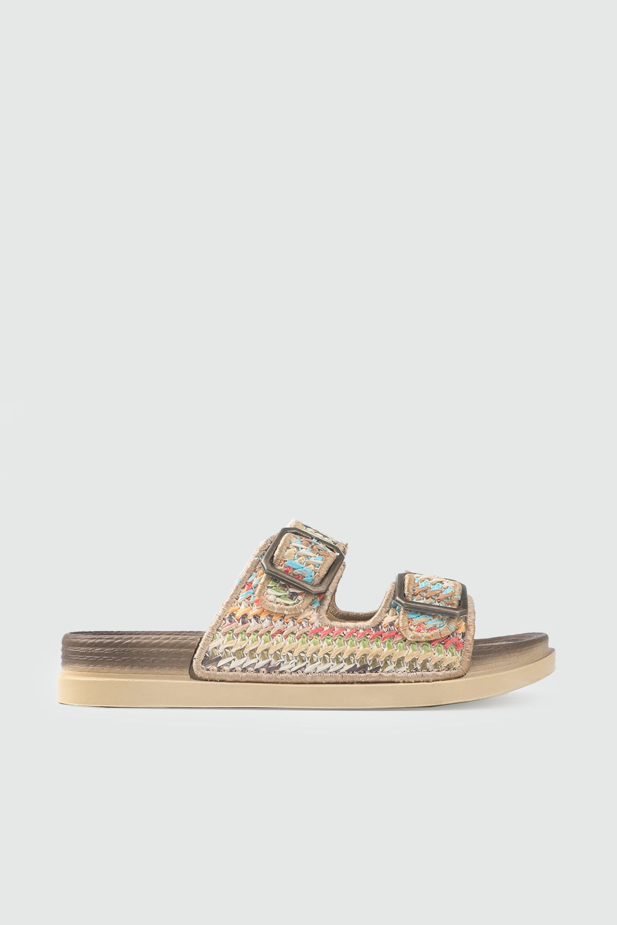 Çift Tokalı Hasır Günlük Terlik Mix Kadın Rahat Terlik PİENN 20088-020 Kadın Günlük Terlik Pienn PİENN 26Y 20088-020 ZEN TERLİK