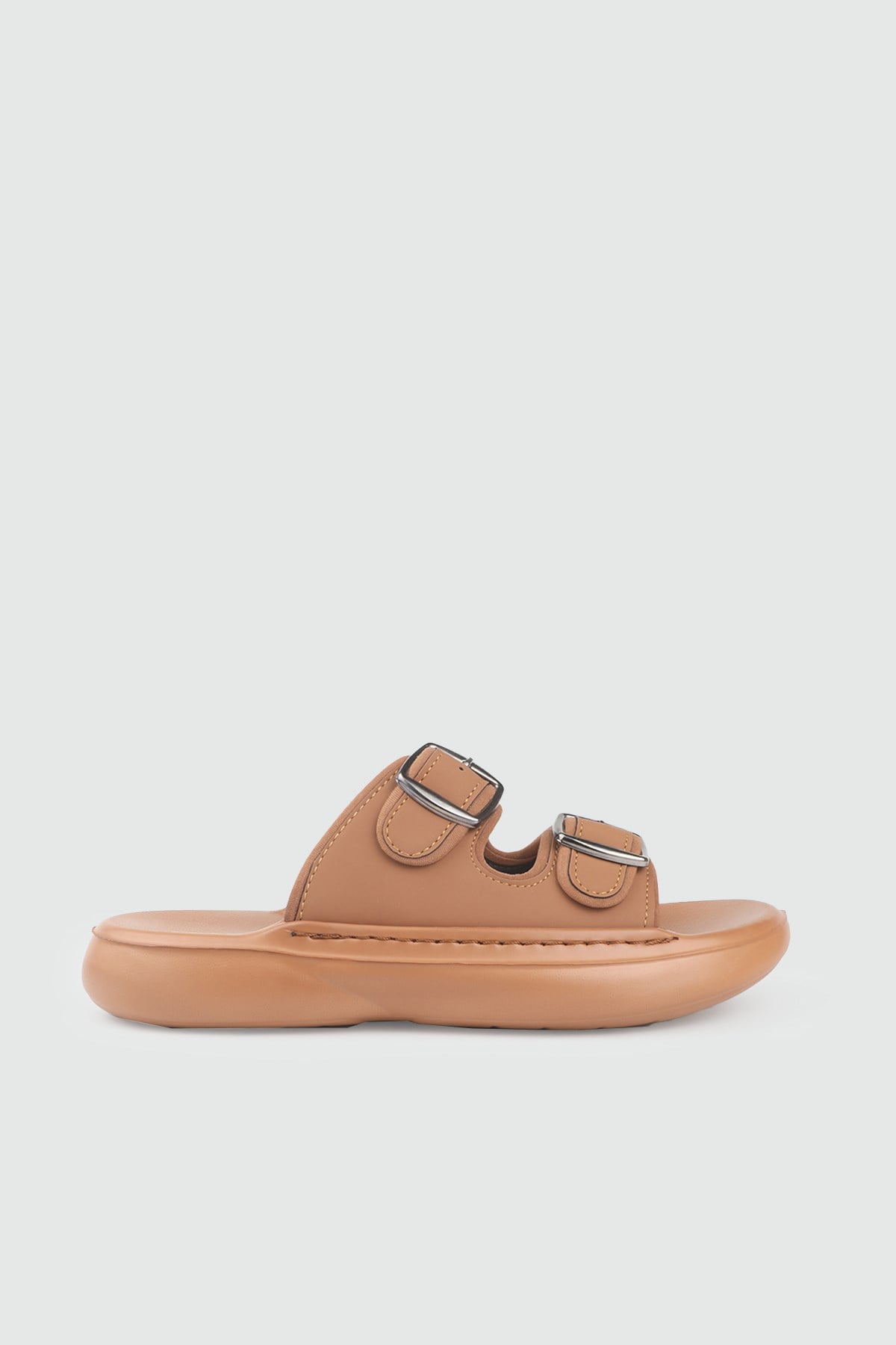 Çift Tokalı Terlik Taba Kadın Rahat Terlik TWİNGO 3202 Kadın Günlük Terlik Twingo TWİNGO 26Y 3202 GAR ÇİFT TOKA