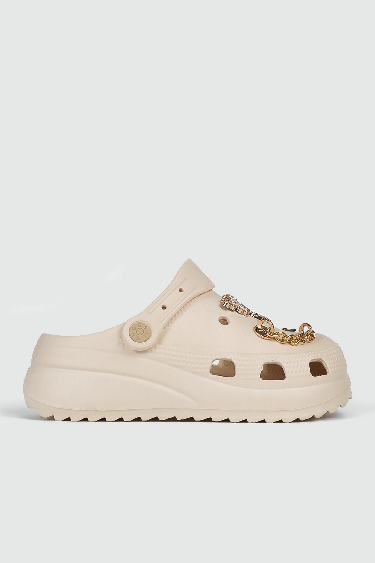 Cross Modeli Desenli Ekru Kadın Terlik TW205 Kadın Günlük Terlik Twingo TWİNGO 205 Unisex 24Y