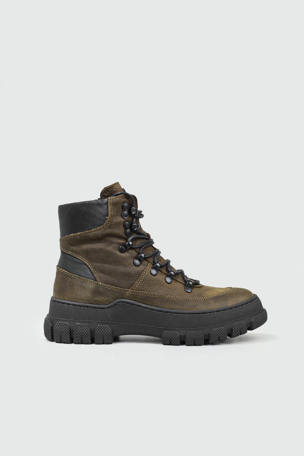 Deri Bağcıklı Fermuarlı Olive Unisex Bot 31121 Unisex Günlük Confort Bot Greyder GREYDER 31121 Unisex Bot 22K