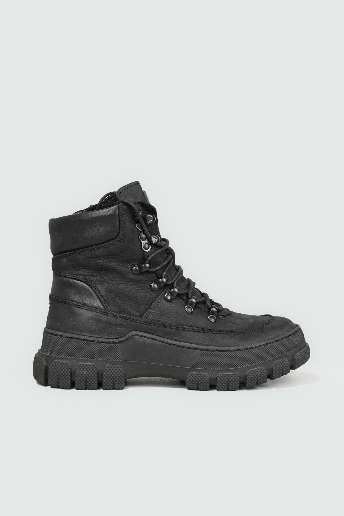 Deri Bağcıklı Fermuarlı Siyah Unisex Bot 31121 Unisex Günlük Confort Bot Greyder GREYDER 31121 Unisex Bot 22K