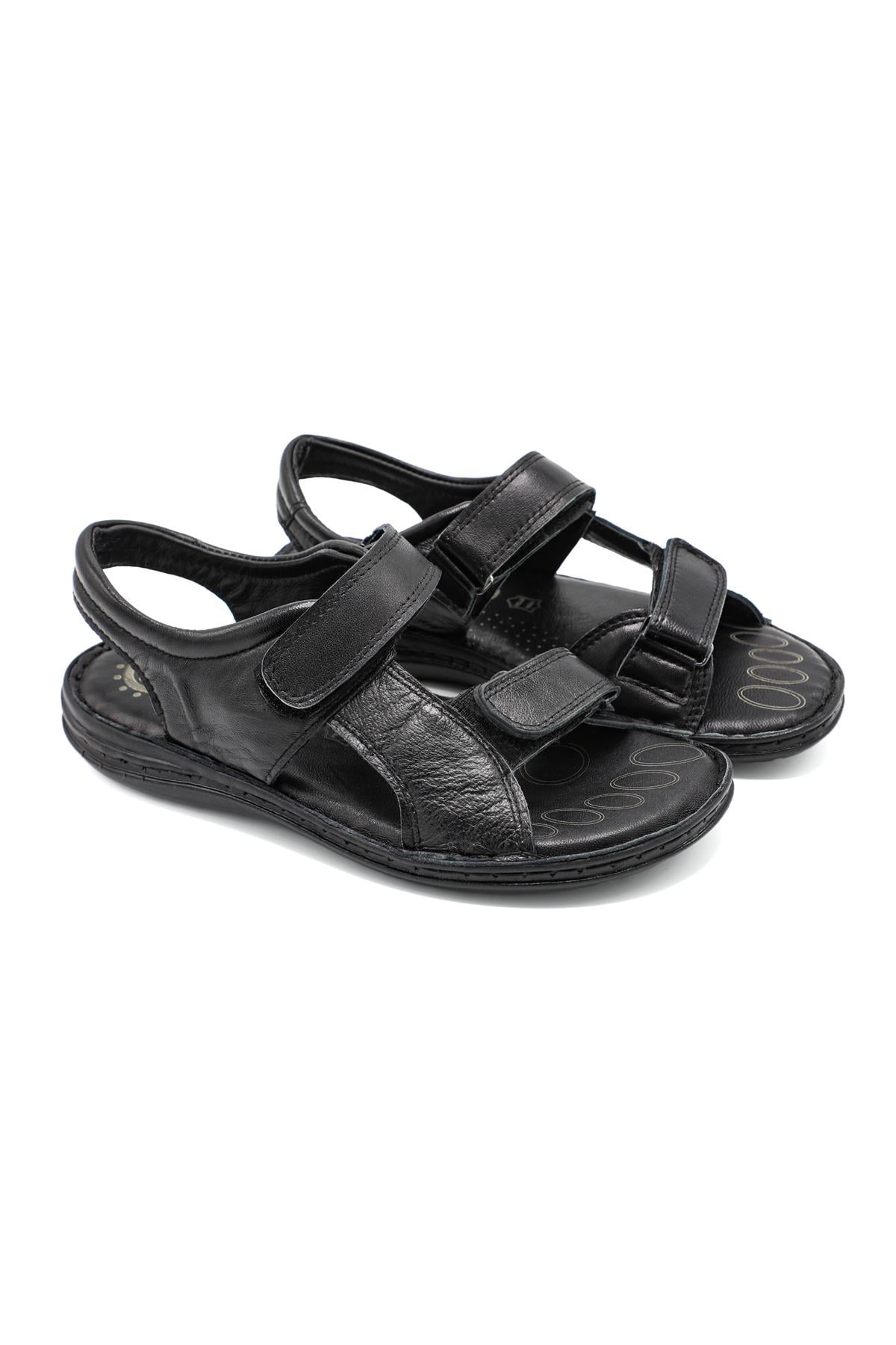 Deri Ortopedik Sıyah Erkek Sandalet 2003 Erkek Sandalet Beren BEREN 2003 MER SNDLT