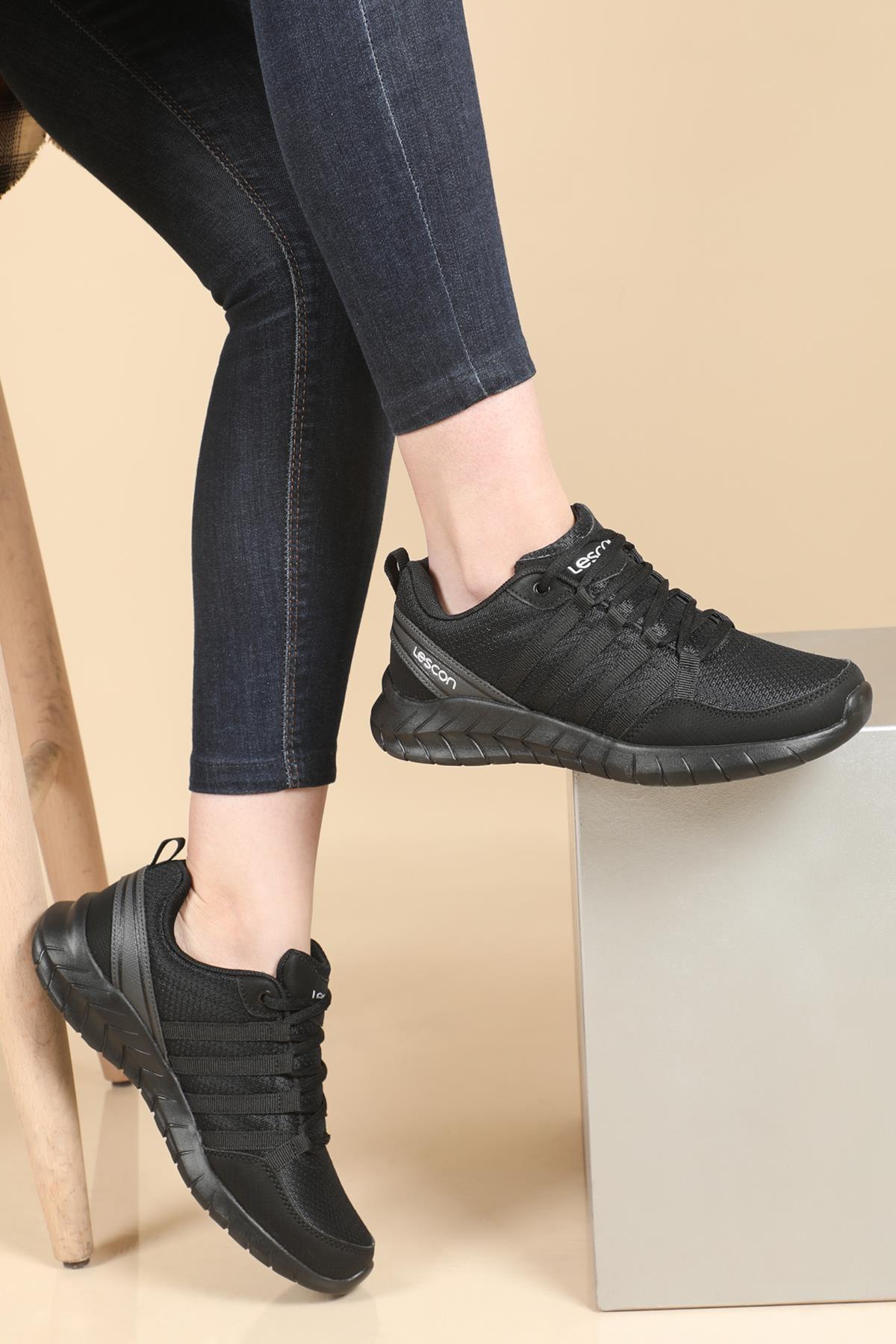 Deri Ortopedik Siyah Erkek Spor Ayakkabı FLEX LEGEND Erkek Günlük Spor Ayakkabı Lescon LESCON FLEX LEGEND Unisex
