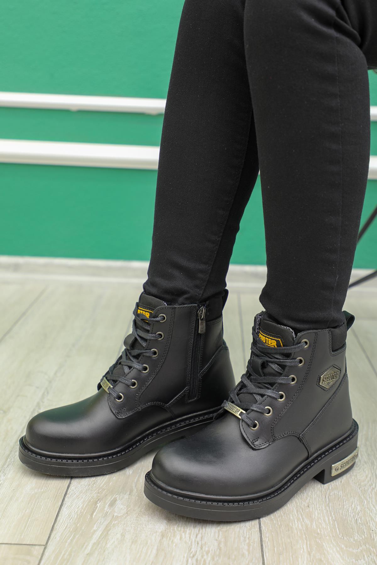 Deri Postal Sıyah Unisex Spor Ayakkabı 5121 Unisex Outdoor Scooter 5866613