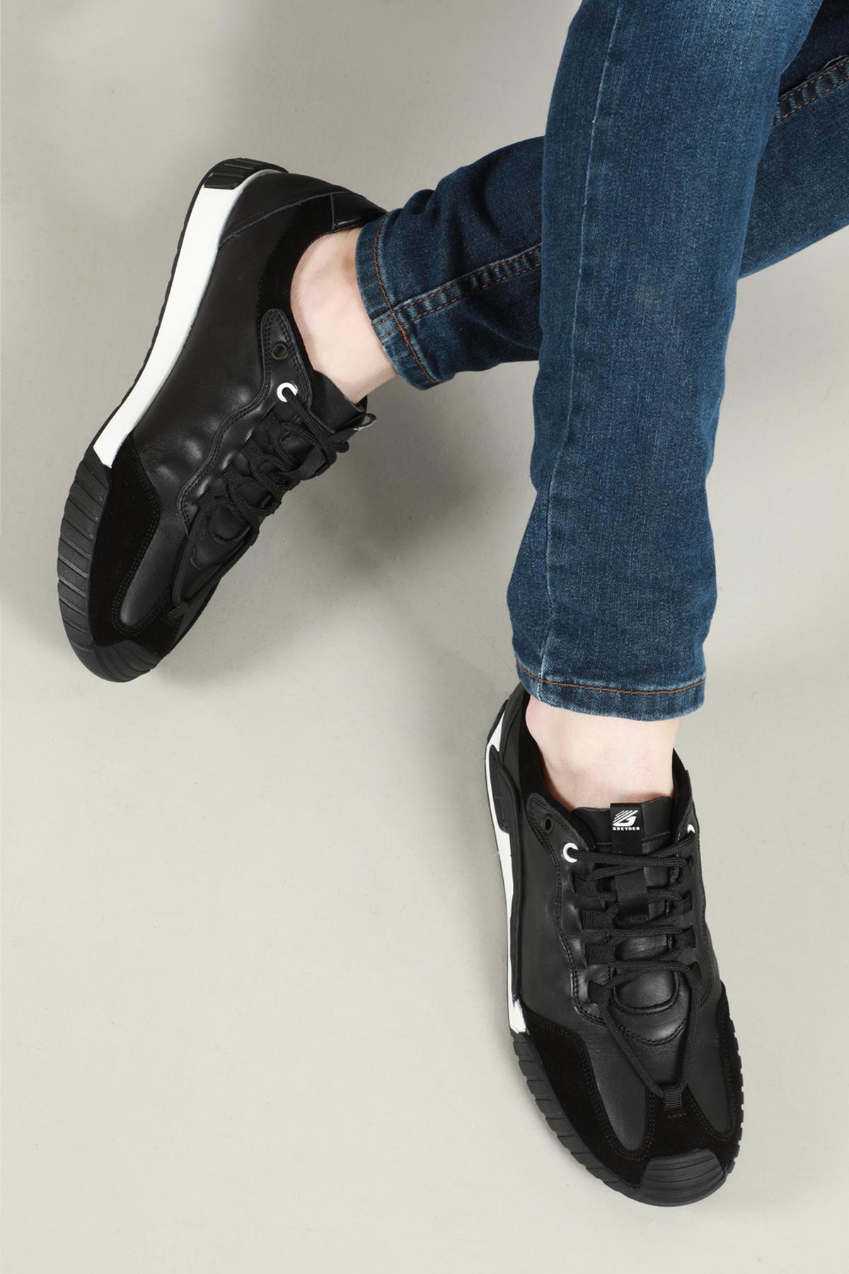 Deri Rahat Comfort Sıyah Erkek Ayakkabı 14540 Erkek Günlük Ayakkabı Greyder GREYDER 14540 MER FASHION AYAK