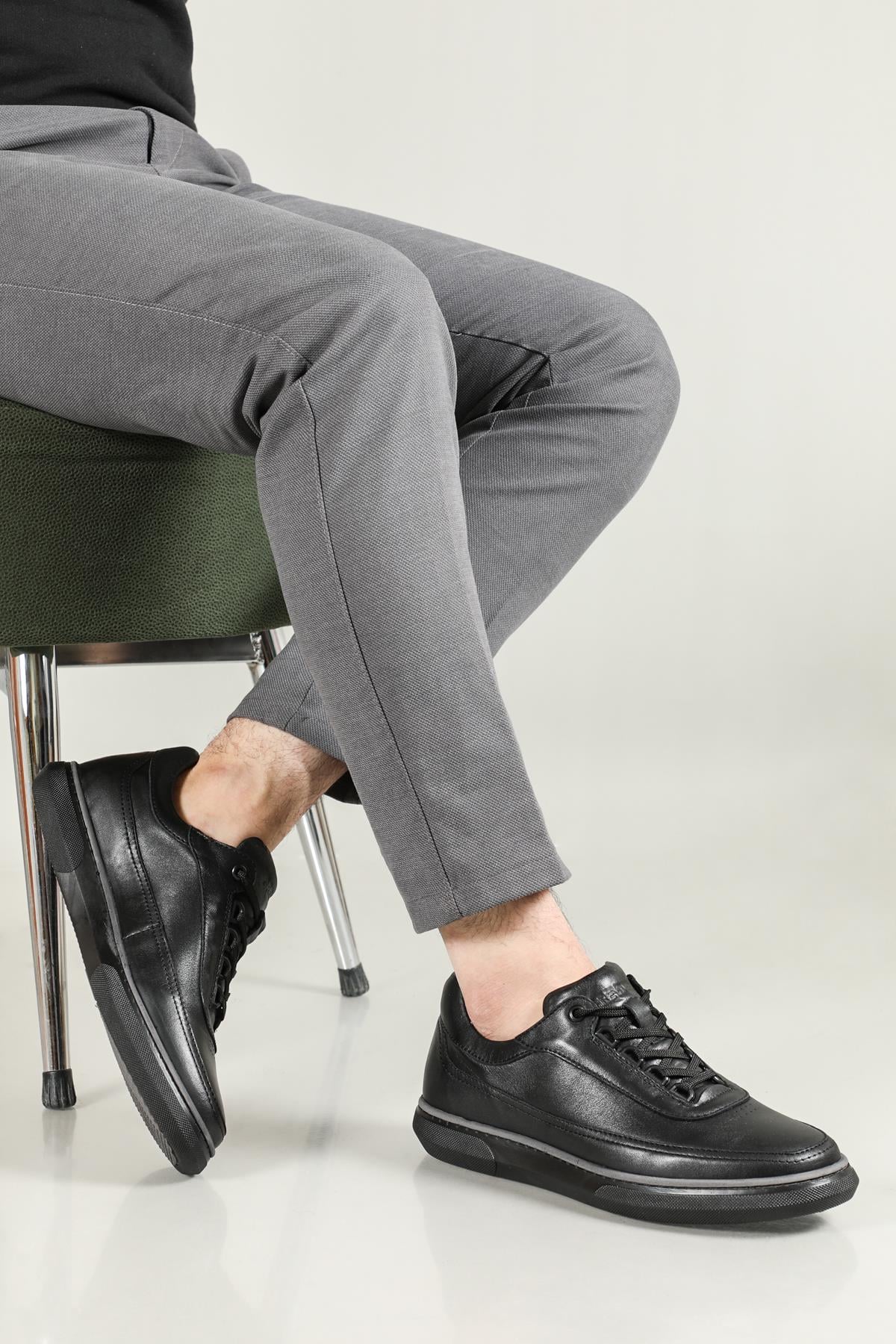 Deri Rahat Comfort Sıyah Erkek Ayakkabı 14590 Erkek Günlük Ayakkabı Greyder GREYDER 14590  MER SNEAKER AYK