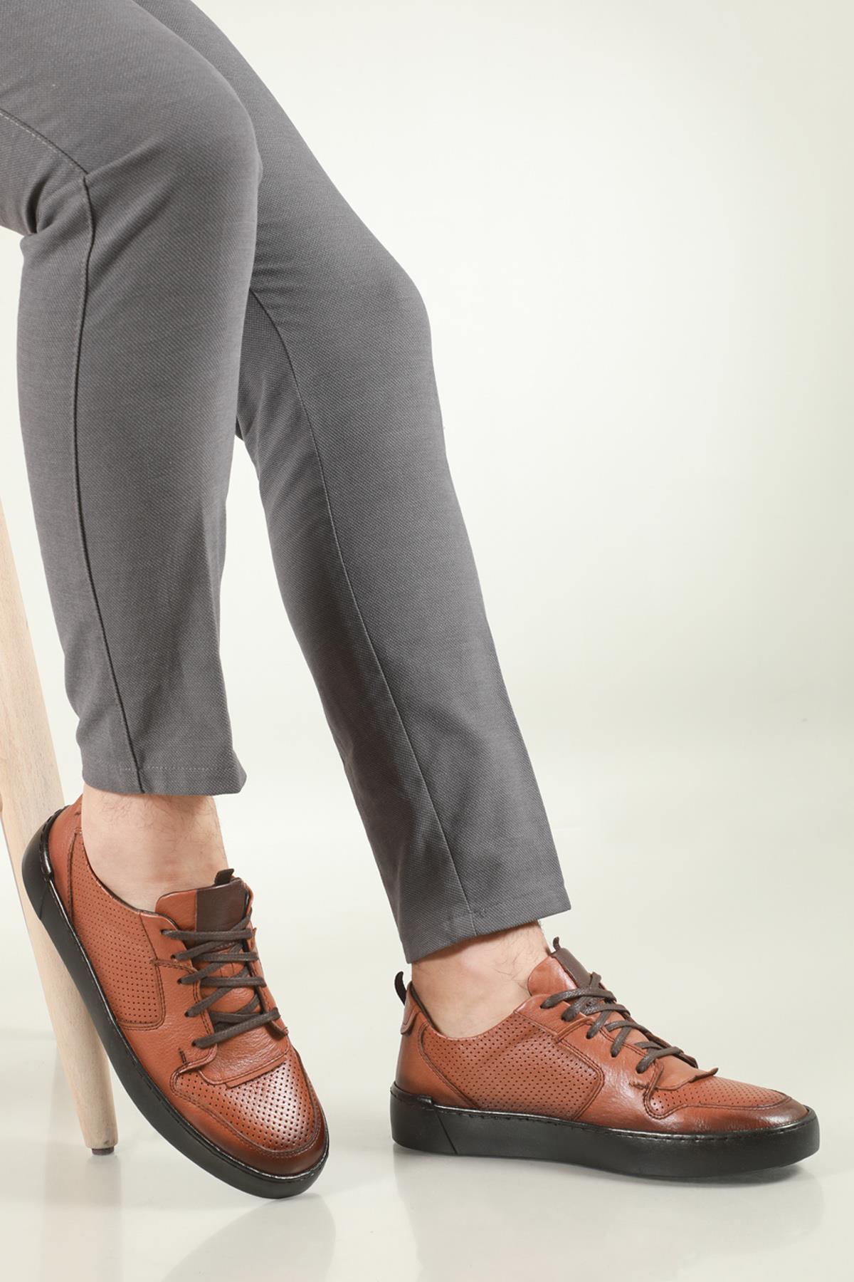Deri Rahat Comfort Taba Erkek Ayakkabı SHOES 02 Erkek Günlük Ayakkabı Hrz Shoes HRZ SHOES 02 MER DERİ AYK